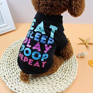 4 Pack Dog Shirt for Small Dog Girl Puppy Clothes, Eat Sleep, Kisses, Ice Cream, Love, Summer Shirt Female Pet Outfits Cat Clothing Funny Dog Cat Apparel Dachshund Yorkie French Bulldog