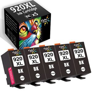 color print compatible 920xl black ink cartridge replacement for hp 920 xl for officejet 6500 6500a 6000 7000 7500 7500a e709 laser printer (5-pack)