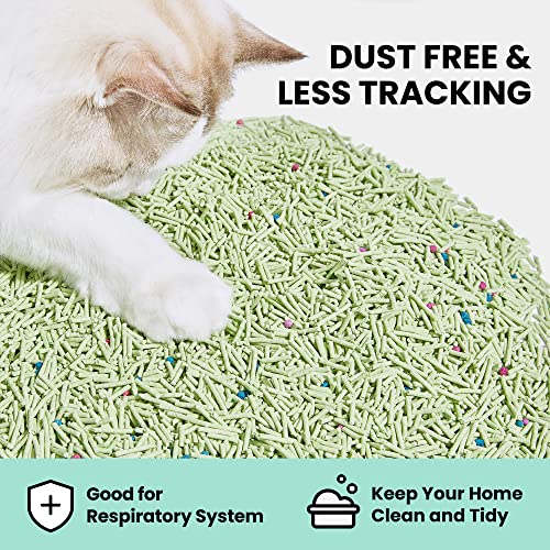 VETRESKA Tofu Cat Litter, Natural Eco-Friendly Pretty Kitty Litter, Flushable Clumping Tofu Cat Litter Pellets - Ultra Absorbent, Odor Control, Dust-Free Low Tracking Cat Litter, Greentea