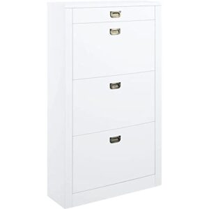bowery hill contemporary shoe cabinet in white high gloss finish