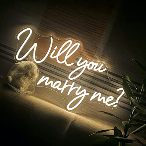 Will You Marry Me Neon Sign with Lights for Proposal Wedding Decorations，25.2 inches Large marry me sign for Engagement，Romantic Neon Sign Wall Art for Wife，Warm White