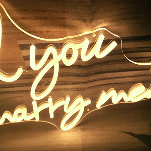 Will You Marry Me Neon Sign with Lights for Proposal Wedding Decorations，25.2 inches Large marry me sign for Engagement，Romantic Neon Sign Wall Art for Wife，Warm White