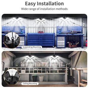 LED Garage Light with 6 Adjustable Panels, 16000 LM Plug in Linkable LED Shop Light, 160W 6500K Deformable Garage Lights Ceiling Led Light Fixtures with Built-in ON/Off Switch(1 Pack)