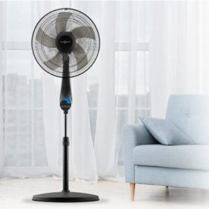 Air Monster 16" 5-Blade, 5 Speed Adjustable Height Ultra Powerful Quiet Oscillating Standing Pedestal Fan with Remote Control, 7.5 Hour Timer, Stand Fan for Bedroom, Black