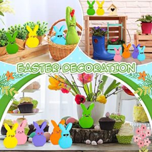 6 Pcs Easter Tray Table Decorations for Home Bunny Table Wooden Sign Cute Wood Tabletop Peeps Decor Bunny Cutout Spring Easter Tray Decorative Sign and Plaque Freestanding Craft for Party Office