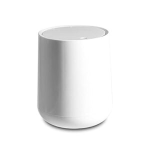 small garbage can,small bathroom trash can with lid wastebasket for bathroom vanity, desktop, tabletop or coffee table - dispose of cotton rounds, makeup sponges, tissues; 2 liter (white)