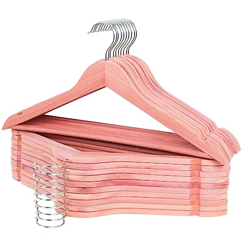 ROSOS Cedar Hangers for Closet 20 Pack, Wooden Hangers with Smooth Notches, Sturdy Cedar Wood Coat Hangers with 360 Rotating Hook Great for Refresh Closet