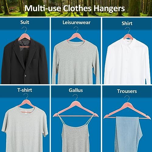 ROSOS Cedar Hangers for Closet 20 Pack, Wooden Hangers with Smooth Notches, Sturdy Cedar Wood Coat Hangers with 360 Rotating Hook Great for Refresh Closet