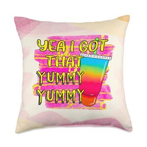 that yummy loaded tea lover loaded tea junkie item yea i got that yummy lover loaded tea junkie throw pillow, 18x18, multicolor