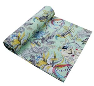 twin size kantha quilt, indian kantha quilt, cotton blanket, handmade bedspread, hand block print, 100% cotton bedspread blanket throw