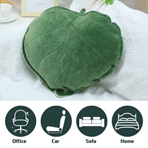 2 Pieces Leaf Shaped Throw Pillow Cushion 20 x 20 Inch 3D Leaf Shaped Throw Pillow Leaves Plant Pillow Home Decoration for Car Bedroom Sofa Couch Living Room (Dark Green)