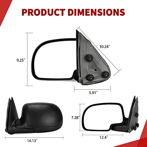 YITAMOTOR Left Driver Side Towing Mirror Compatible with Chevy GMC 99-06 Silverado Sierra (07 Classic Only), 00-06 Chevy Tahoe Suburban 1500 2500 GMC Yukon XL, Manual Folding Trailer Tow Mirror