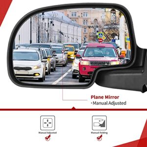 YITAMOTOR Left Driver Side Towing Mirror Compatible with Chevy GMC 99-06 Silverado Sierra (07 Classic Only), 00-06 Chevy Tahoe Suburban 1500 2500 GMC Yukon XL, Manual Folding Trailer Tow Mirror