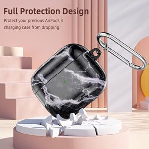 DGege Compatible with AirPods 3rd Generation Case Cover, Cute Print Protective Skin with Keychain Accessories Compatible for Apple Airpods 3 Case 2021 Released for Women/Men Girl/Boy, Black Marble