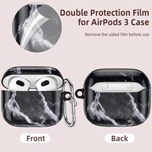 DGege Compatible with AirPods 3rd Generation Case Cover, Cute Print Protective Skin with Keychain Accessories Compatible for Apple Airpods 3 Case 2021 Released for Women/Men Girl/Boy, Black Marble