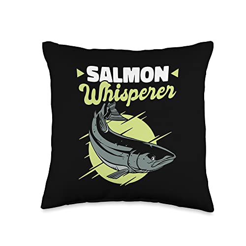 Salmon Fishing Gifts for Men & Women Whisperer King Chinook Salmon Fishing Throw Pillow, 16x16, Multicolor