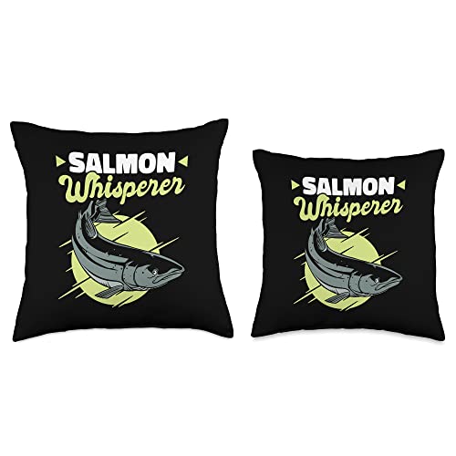 Salmon Fishing Gifts for Men & Women Whisperer King Chinook Salmon Fishing Throw Pillow, 16x16, Multicolor