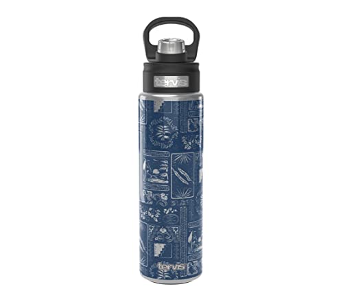 Tervis Blue Hawaiian Pattern Water, 24oz Wide Mouth Bottle, Stainless Steel