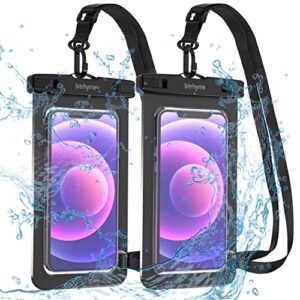 bitrhyme waterproof phone case 2 packs ipx8 universal waterproof phone pouch underwater phone bag for beach swimming kayaking up to 7 inches (black/black)