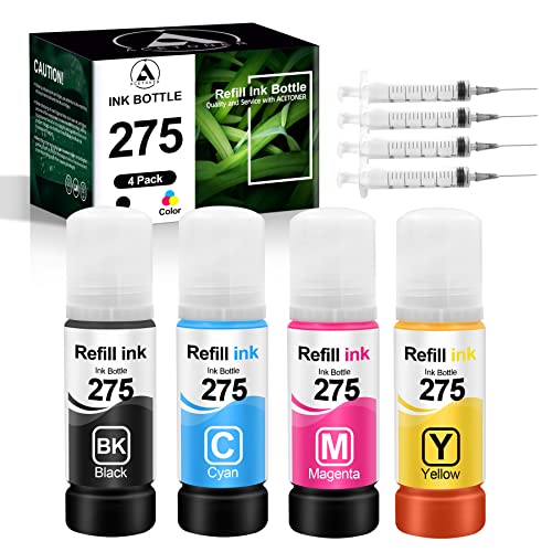 ACETONER Ink Refill Kit Replacement for Canon PG275 and CL276 PG-275XL CL-276XL PG-275 CL-276 275XL 276XL 275 276 Ink Cartridge Refill Ink Kit for Canon Pixma TS3520 TS3522 TR4720 Printer Ink