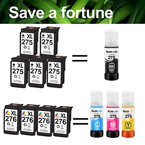 ACETONER Ink Refill Kit Replacement for Canon PG275 and CL276 PG-275XL CL-276XL PG-275 CL-276 275XL 276XL 275 276 Ink Cartridge Refill Ink Kit for Canon Pixma TS3520 TS3522 TR4720 Printer Ink