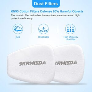 Skrmisda Reusable Respirators, Reusable Half Face Respirator with 10 Active Cotton Respirator Filters Against Painting, Dust, Polishing, Spraying Protective Works