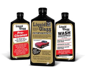 liquid glass polish/finish, pre-cleaner&liquid glass wash concentrate kit,16 oz bottles-wash,pre-clean, seal and protect your vehicle’s finish ultimate auto polish/finish