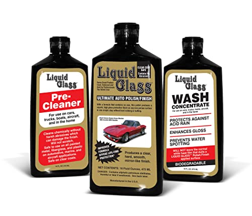 Liquid Glass Polish/Finish, Pre-Cleaner&Liquid Glass Wash Concentrate Kit,16 Oz Bottles-Wash,Pre-Clean, seal and protect your vehicle’s finish Ultimate Auto Polish/Finish