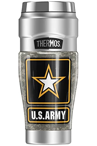 THERMOS Army OFFICIAL U.S. Army Logo On Camo STAINLESS KING Stainless Steel Travel Tumbler, Vacuum insulated & Double Wall, 16oz