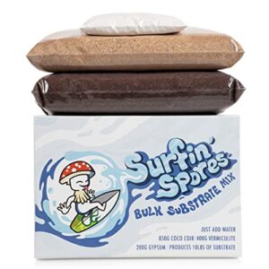 surfin' spores dry mushroom substrate mix | produces 10 pounds of pasteurized substrate | cvg mix (coco coir, vermiculite, gypsum)