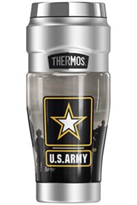 thermos army official u.s. army logo with soldier silhouettes stainless king stainless steel travel tumbler, vacuum insulated & double wall, 16oz