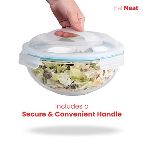 EatNeat Set of 5 Airtight Glass Food Storage Containers with Lids | Premium Airtight Storage Containers | Meal Prep Food Containers with Lids | Glass Mixing Bowls | Kitchen Storage Containers