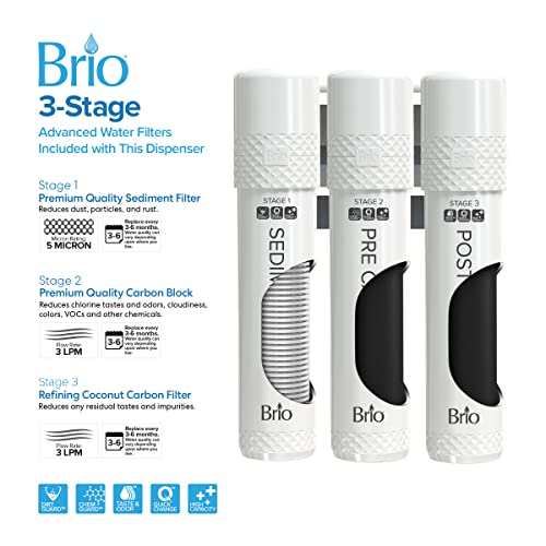 Brio 700 Series Moderna 3-Stage Touch-Less Countertop Bottle-Less POU Tri-Temperature Digital Water Cooler Dispenser