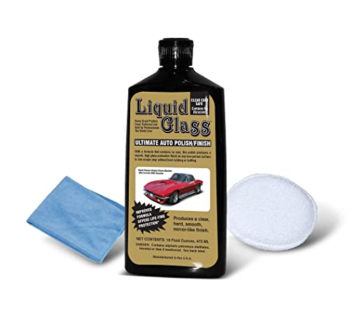 Liquid Glass Ultimate Auto Polish/Finish, Microfiber Cloth, and Applicator Pad - Seal and Protect Your Vehicle’s Finish with Liquid Glass Ultimate Auto Polish/Finish, 16 oz.