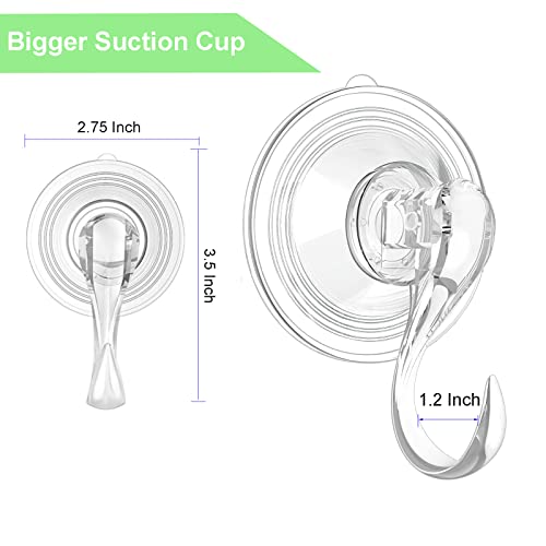 Suction Cup Hooks for Wreaths, Large Clear Reusable Heavy Duty Suction Cup Hooks with Wipes 22 LB Strong Window Glass Suction Hooks Wreath Holder for Front Door, Shower, Wall Decorations - 3 Packs