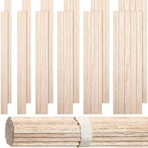 215 pieces balsa wood sticks wooden dowel rods 1/8, 3/16, 1/4, 5/16, 3/8, 1/2 inch round hardwood unfinished wooden strips for diy molding crafts projects making (square)