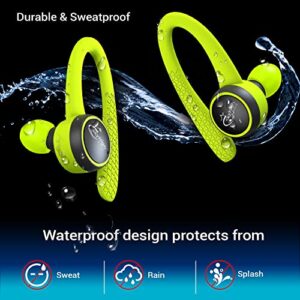 Sky High Logic True Wireless Earbuds with Charging Case - Bluetooth 5.0 Headphones with Ear Hook - Environment Noise Canceling, Waterproof for Fitness, Calls Sky7 Green