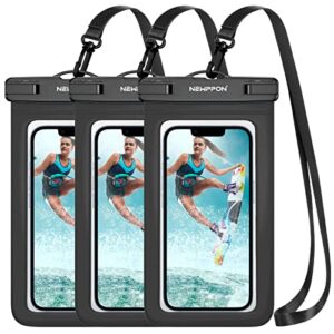 newppon waterproof cell phone pouch : 3 pack universal water proof float bag - underwater clear cellphone case holder for iphone 14 13 12 11 pro max xs xr x plus samsung galaxy note s22 s21 for beach