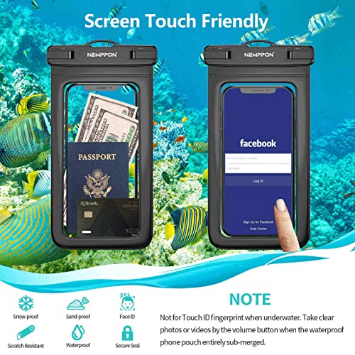 newppon Waterproof Cell Phone Pouch : 3 Pack Universal Water Proof Float Bag - Underwater Clear Cellphone Case Holder for iPhone 14 13 12 11 Pro Max Xs Xr X Plus Samsung Galaxy Note S22 S21 for Beach