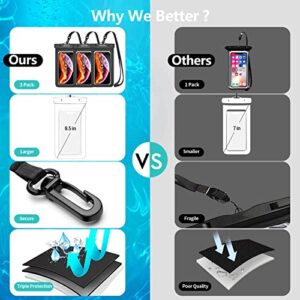 newppon Waterproof Cell Phone Pouch : 3 Pack Universal Water Proof Float Bag - Underwater Clear Cellphone Case Holder for iPhone 14 13 12 11 Pro Max Xs Xr X Plus Samsung Galaxy Note S22 S21 for Beach