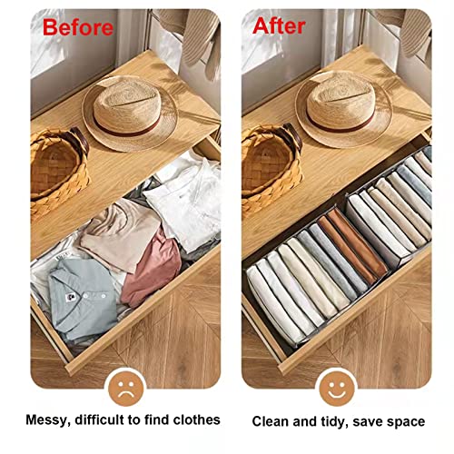 7 Grids Wardrobe Clothes Organizer, Extra Large Washable Folding Drawer Organizers, Closet Drawer Organizer, Mesh Clothes Storage Organizer for Pants Jeans T-shirt Legging Shirt