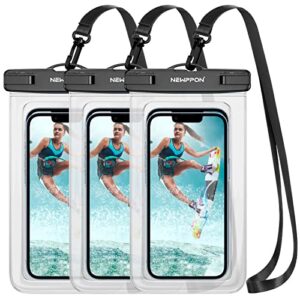 newppon clear waterproof phone pouch :3 pack universal case bag holder for android samsung galaxy s23 s21+ ultra 5g s21 s20 fe s10 s10e c10 s9 note 20 10 edge plus a72 a52 a03 core m32 m22 for beach