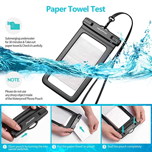 newppon Clear Waterproof Phone Pouch :3 Pack Universal Case Bag Holder for Android Samsung Galaxy S23 S21+ Ultra 5G S21 S20 FE S10 S10E C10 S9 Note 20 10 Edge Plus A72 A52 A03 Core M32 M22 for Beach