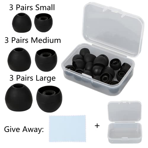 Earbud Tips 9 Pairs Replacement Earbud Tips Earbuds Replacement Tips Headphone Earbud Tips Fit For Inner Hole From 4mm-5.5mm Earphones Earbud Replacement Tips Ear Bud Replacement Pieces Silicone Black