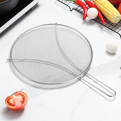 Evanda 12" Splatter Screen for Cooking, Stainless Steel Fine Mesh for Frying Pan, Grease Guard for Pan to Stop Hot Oil Splatter, Protect the Skin From Burns, Safe Cooking Lid