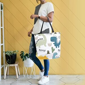 SUABO Dinosaur Canvas Tote Bag Large Women Casual Shoulder Bag Handbag, Reusable Shopping Grocery Bag for Outdoors
