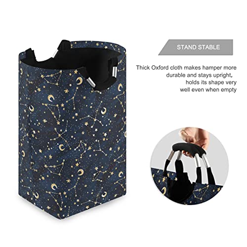 ALAZA Night Sky Stars Moon Laundry Basket with Handles, Durable Laundry Hamper Bag Collapsible Cloth Storage Bin for Home Bedroom Bathroom College Dorm