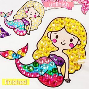 Svance 5D Diamond Art for Kids - 30Pcs Mermaid Diamond Painting Stickers Gem Art Diamond Painting Kits Diamond Paint by Numbers Arts and Crafts for Girls Ages 6-8-12