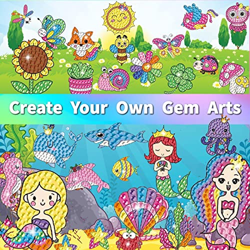 Svance 5D Diamond Art for Kids - 30Pcs Mermaid Diamond Painting Stickers Gem Art Diamond Painting Kits Diamond Paint by Numbers Arts and Crafts for Girls Ages 6-8-12