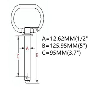 1/2" X 3.7"Red Handle Detent Pin,Head Towing Hitch Pin,Safety Coupler Locking Pin,Detent Pin